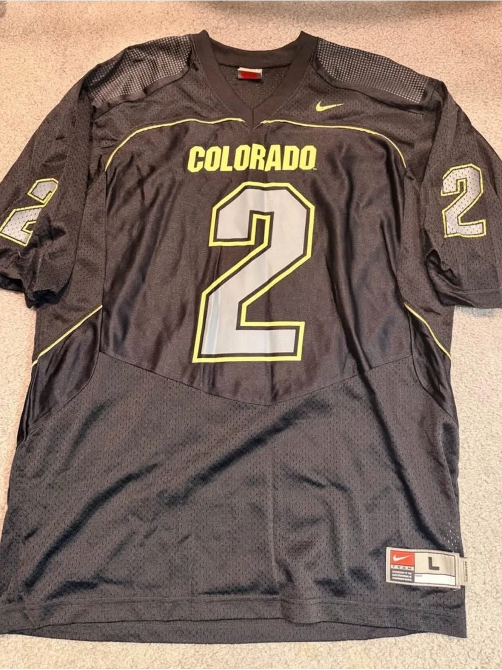 Nike Colorado Football Jersey #2 Black Neon Green Men’s Large